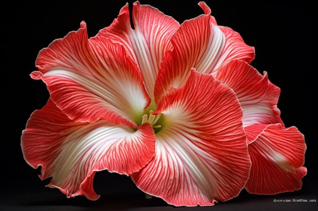 una flor de hibisco roja y blanca del jardín de los hibiscos.