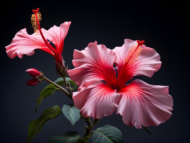 La flor de Hibisco Rosa en el fondo del estudio la flor de Hibiscus Rosa en solitario las hermosas imágenes de flores