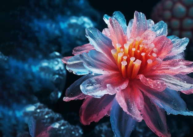 Una flor de hielo de colores