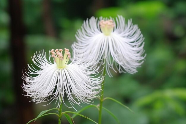 Flor de hierba blanca en el bosque tropical