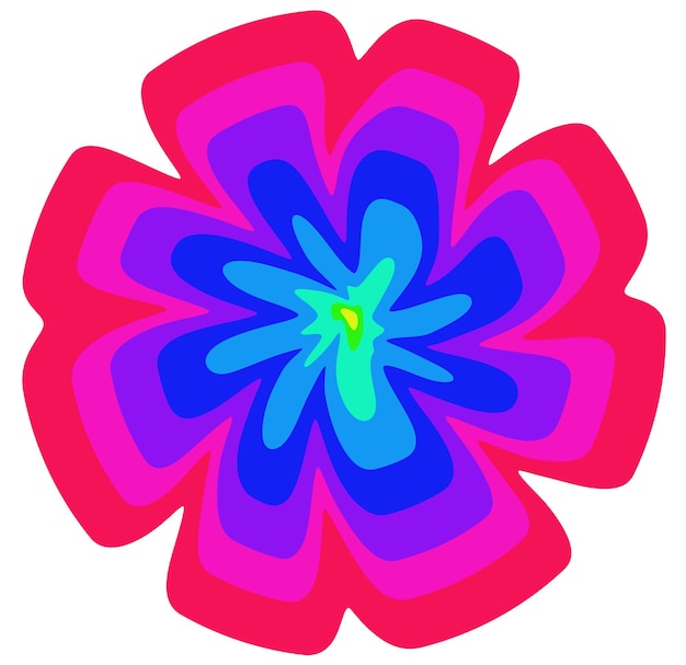 Flor hippie colorida en un fondo blanco ilustración para su diseño