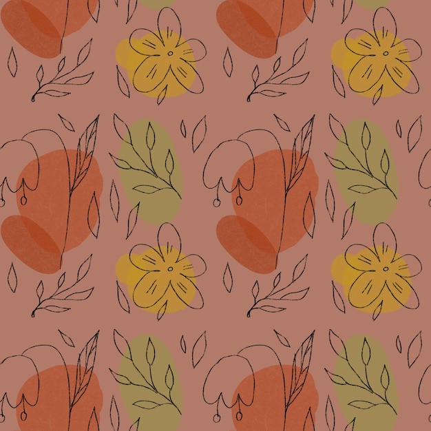Flor hoja geometría forma divertido patrón rosa Una ilustración digital Textura dibujada a mano