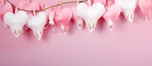 Foto flor impresionante con corazón sangrante aislado fondo pastel espacio de copia