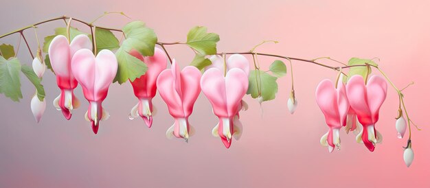 Foto flor impresionante con corazón sangrante aislado fondo pastel espacio de copia