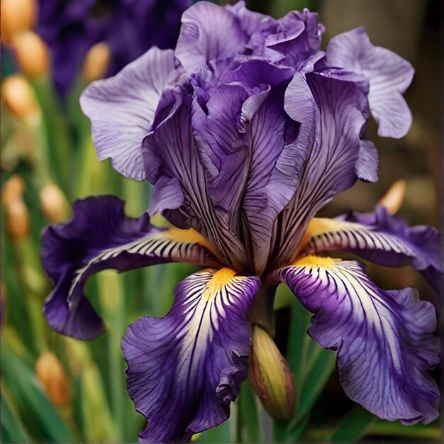 Una flor de iris azul