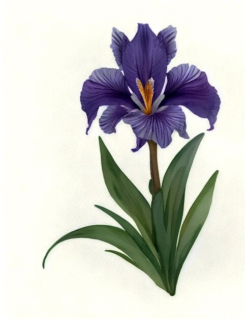 Flor de iris de flor silvestre en un estilo de acuarela aislado Ramo delicado de flores de iris