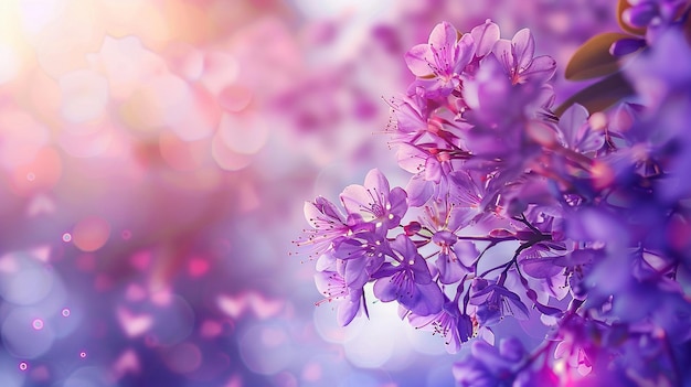 Foto la flor de la jacaranda púrpura soñadora de primer plano en un fondo borroso