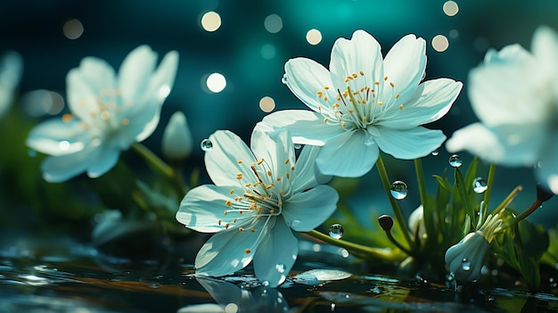 Foto flor de jazmín blanco con un tinte de grenn