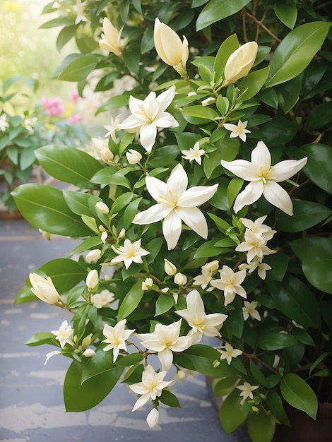 Flor de jazmín estrella en el jardín