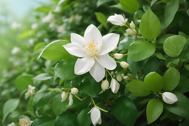 Foto la flor del jazmín en el verde