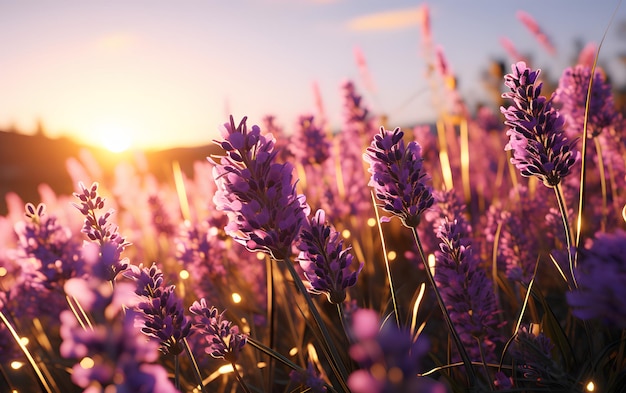 flor de lavanda al atardecer