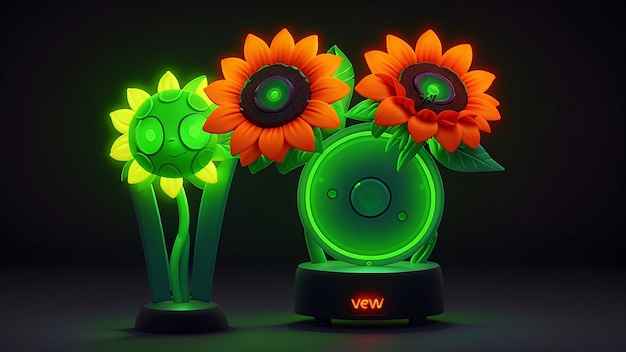 Flor LED de girasol brillante generada por Ai