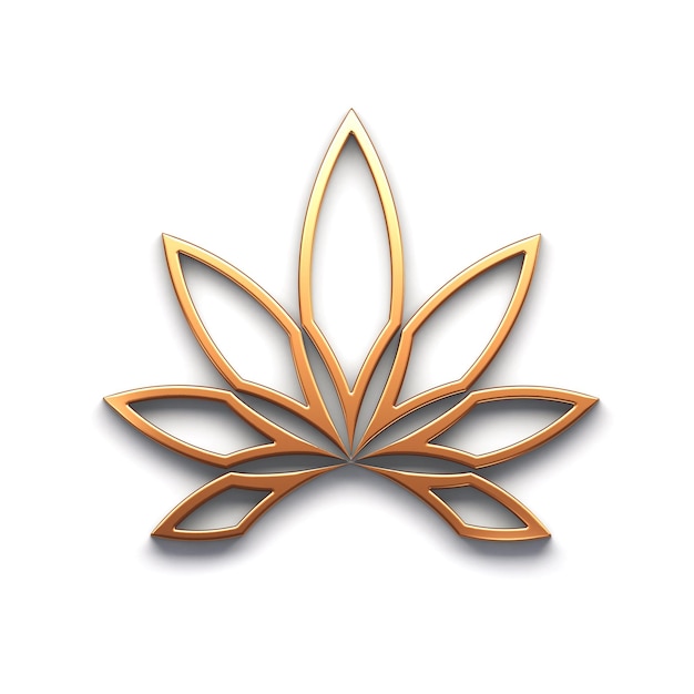 Flor lineal de marihuana o hoja de cannabis icono de logotipo de estilo de color violeta aislado sobre fondo blanco Ilustración de presentación 3D