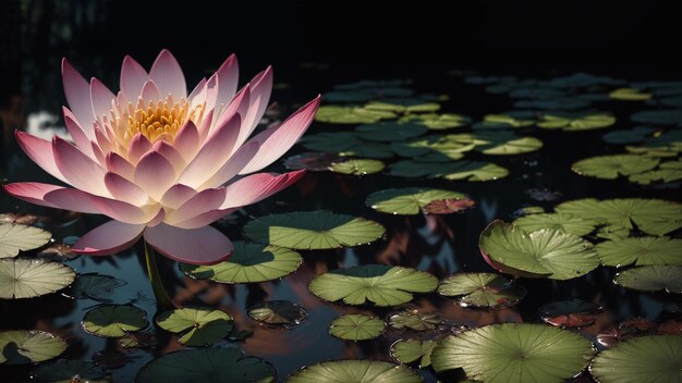 Flor de lirio de agua en el lago de la mañana