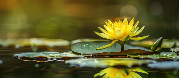 Una flor de lirio de agua vibrante en un césped de lirio en un estanque