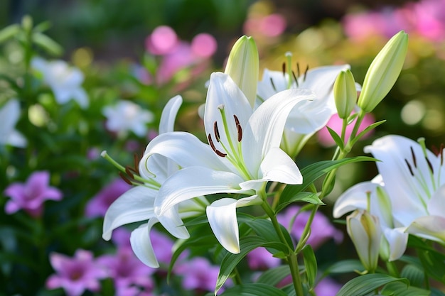 Foto la flor de lirio blanco en un jardín