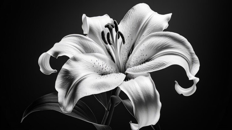La flor del lirio blanco y negro