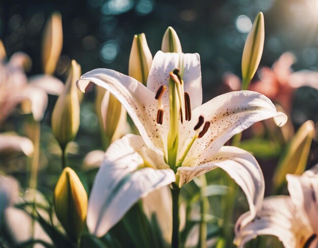 Foto una flor de lirio blanco