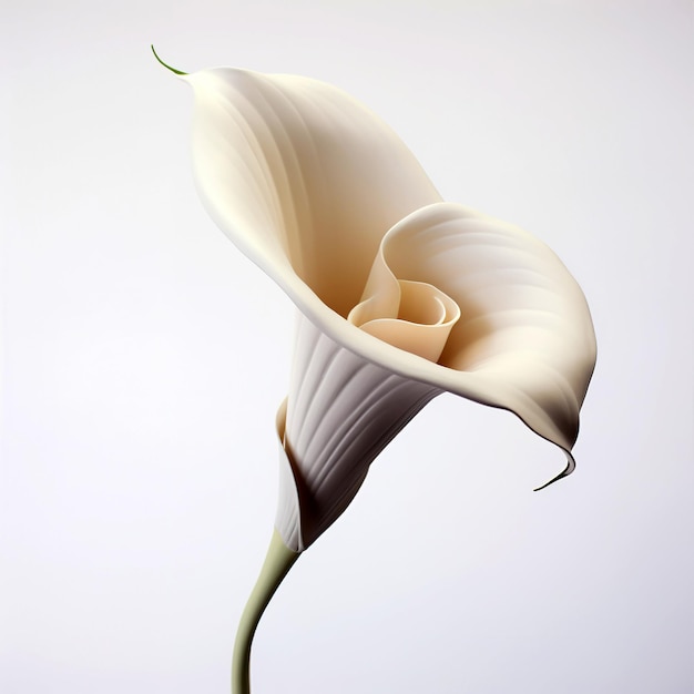 Una flor de lirio de calla sobre un fondo blanco