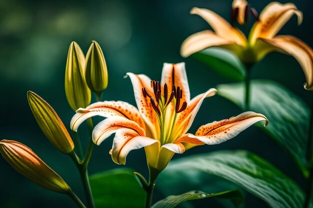 Una flor de lirio está floreciendo en un estanque realista