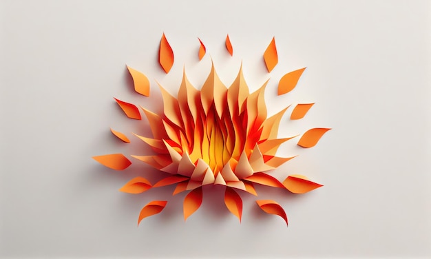 Flor llameante de Katy hecha de papel artesanal IA generativa
