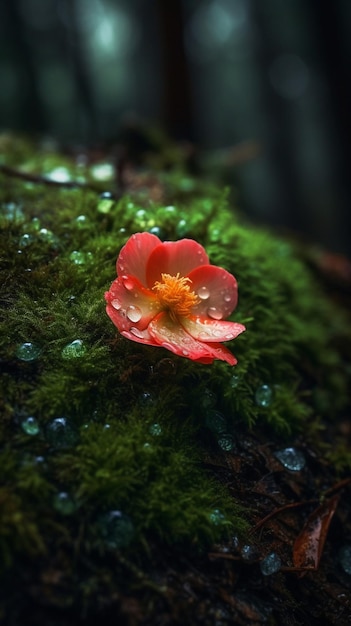 Una flor bajo la lluvia