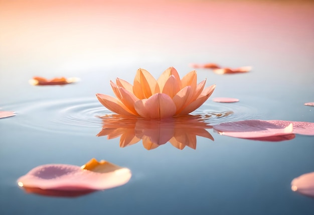 flor de loto en el agua con pétalos