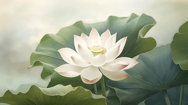 Una flor de loto blanca sobre una hoja