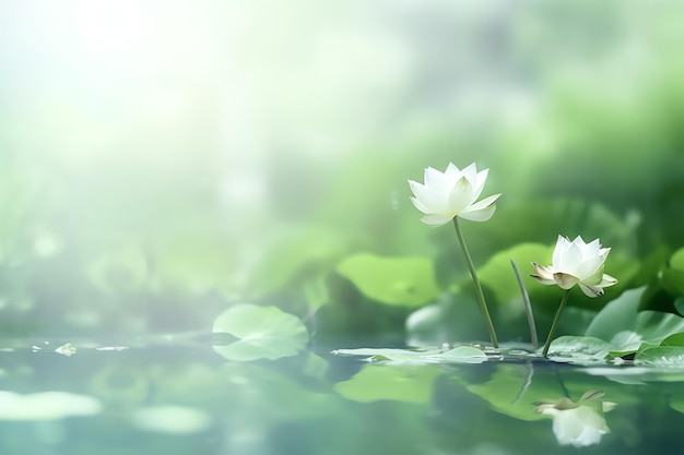 Una flor de loto blanco en el agua.