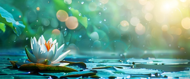 La flor de loto está flotando en el agua Concepto de meditación serenidad espiritualidad y iluminación