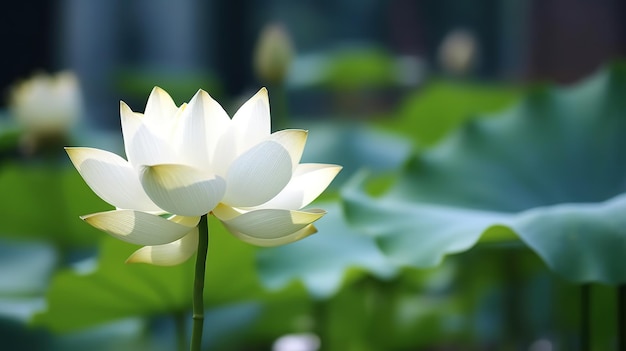 Flor de loto en el jardín con hojas verdes