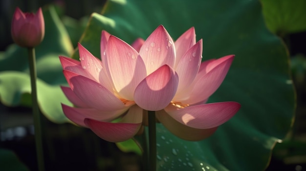 Una flor de loto a la luz del sol generada por Ai