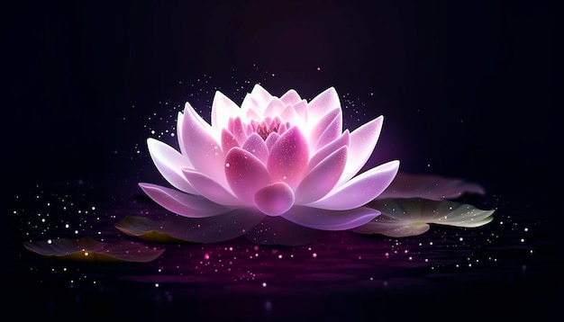 Una flor de loto morada en el agua