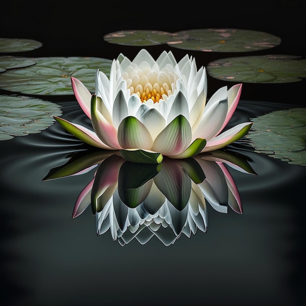Flor de loto o nenúfar flota suavemente en la superficie del agua IA generativa