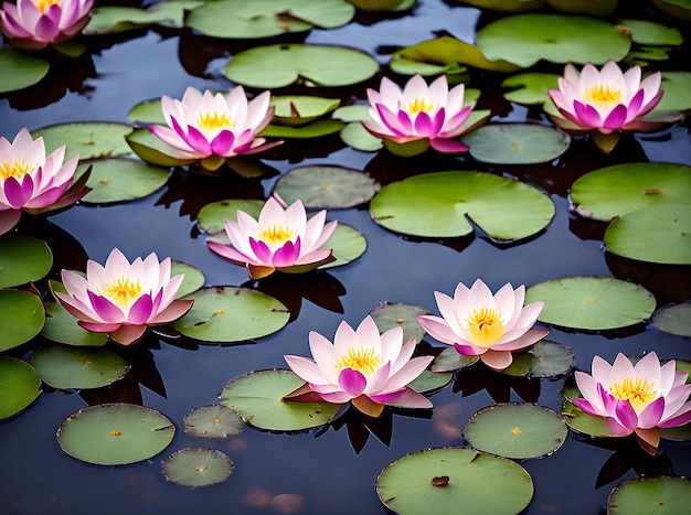 Flor de loto o nenúfar flotando sobre el agua