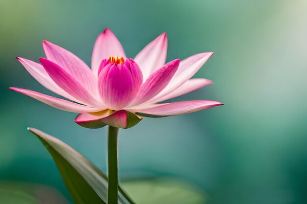 Foto una flor de loto rosa con puntas amarillas.