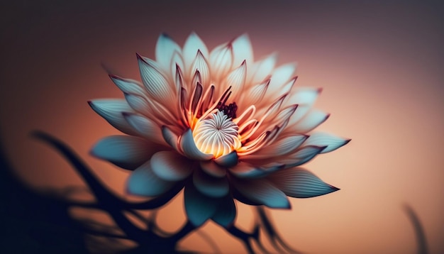 Una flor con una luz en ella