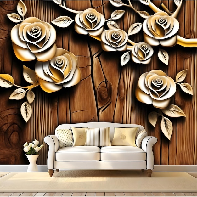 Flor de madera de pared de panel