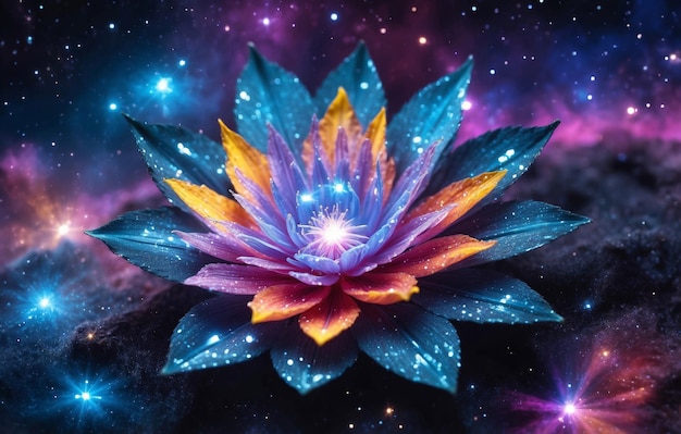 Foto flor mágica cósmica no espaço