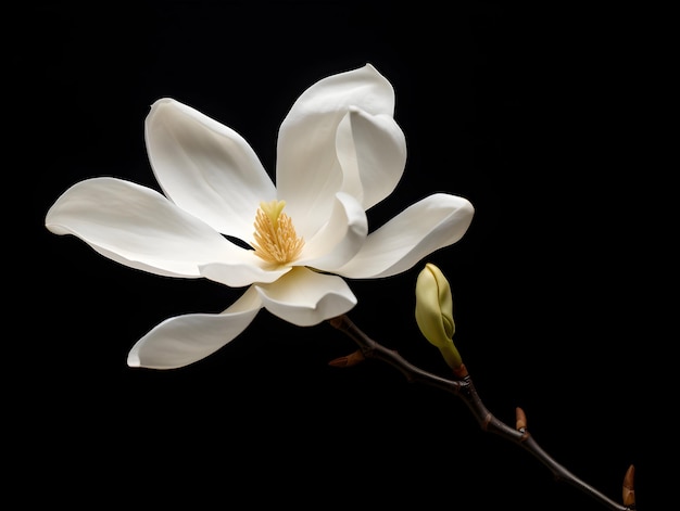 La flor de magnolia en el fondo del estudio, la flor de magnalia sola, hermosas imágenes de flores.