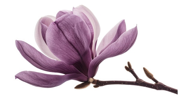 Foto la flor de magnolia púrpura magnolia felix aislada sobre un fondo blanco