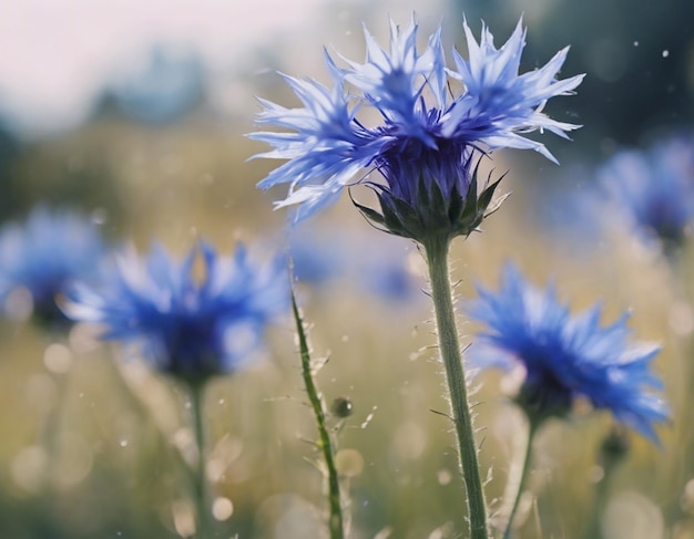 Foto un flor de maíz azul