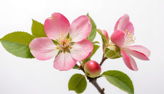 flor de manzana rosada sobre un fondo blanco