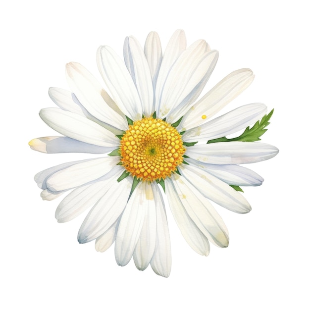Una flor de margarita de acuarela de manzanilla sobre un fondo blanco