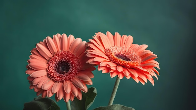 Flor de margarita contra espejo y fondo naranja Generativo ai