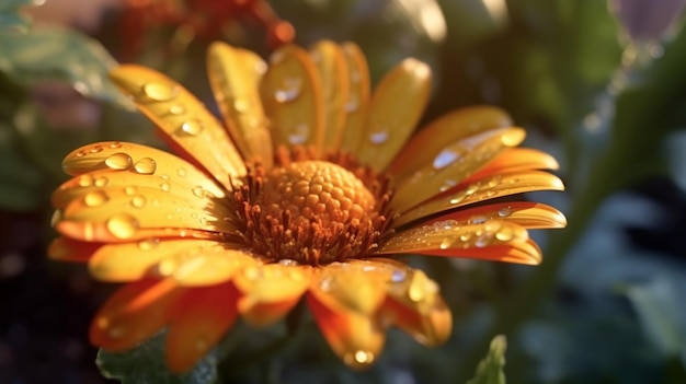 Flor de margarita dorada IA generativa bellamente florecida