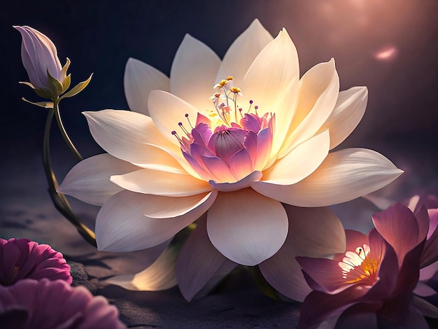 Una flor mística con pétalos que emiten un suave resplandor