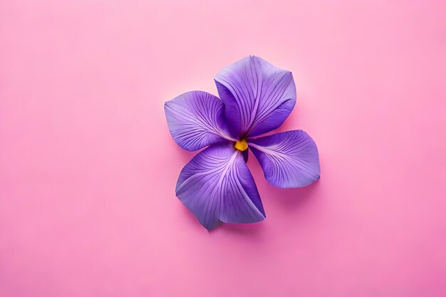 flor morada aislada en un fondo rosa