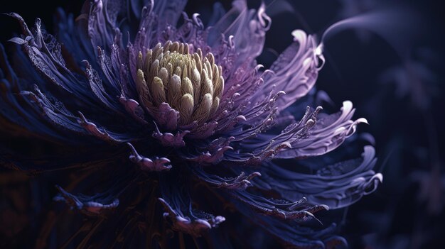 Una flor morada con un centro morado.