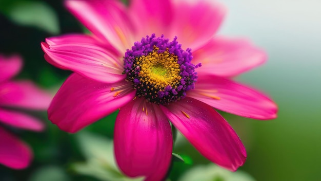 Una flor morada con un centro morado.